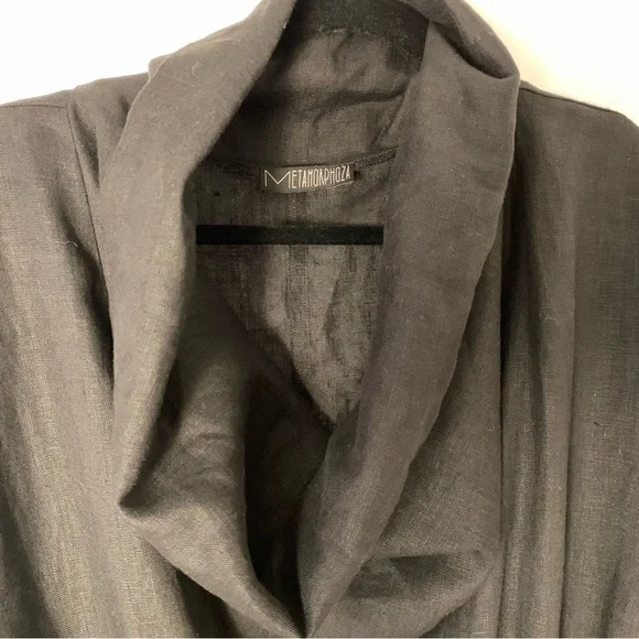 METAMORPHOZA Cowl Neck 100% Linen Asymmetrical Dress - Picture 3 of 10